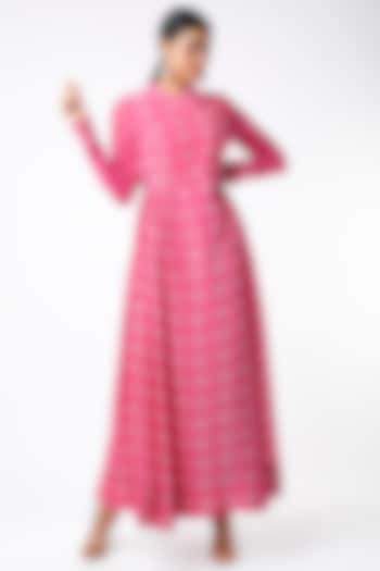 Pink Bandhani Printed Wrap Dress by Naina Jain